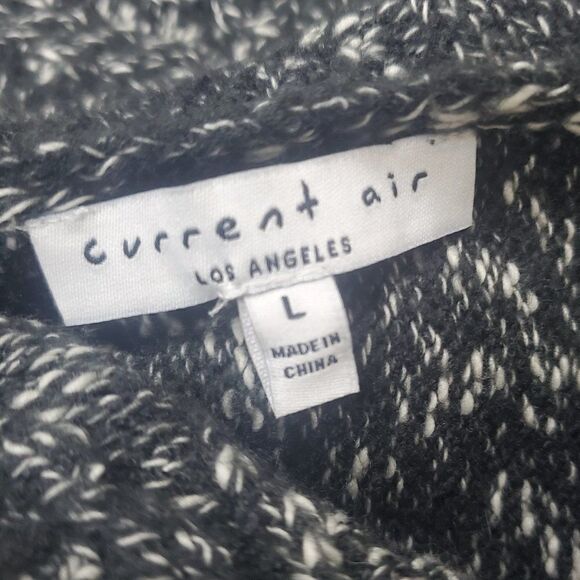 Current Air Los Angeles Chunky Knit V Neck Split Back Charcoal White Women Sz L - Picture 10 of 13